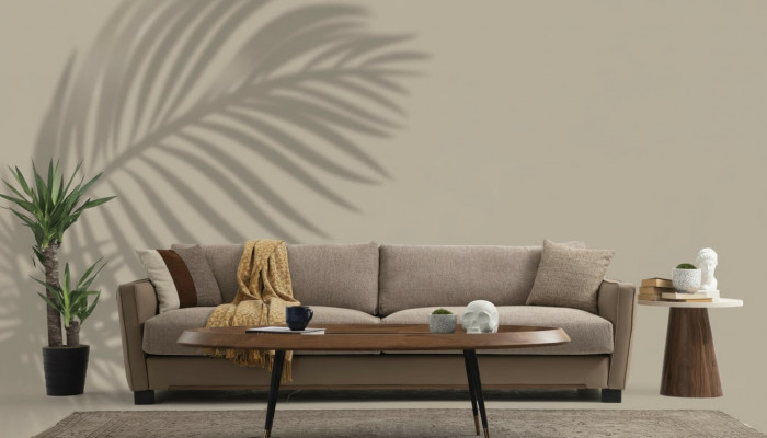 Bank 4-zits Vierzits Modern Stof Beige Bankstellen Design Woonkamer