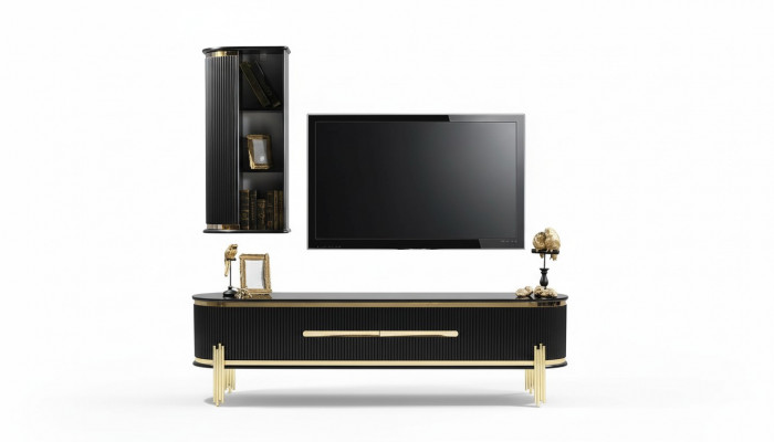 Modern lowboard luxe RTV tv-standaard woonkamermeubilair zwart goud