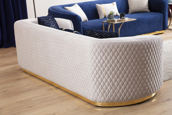 Beige driezits roestvrijstalen meubels luxe bankstellen design woonkamermeubels