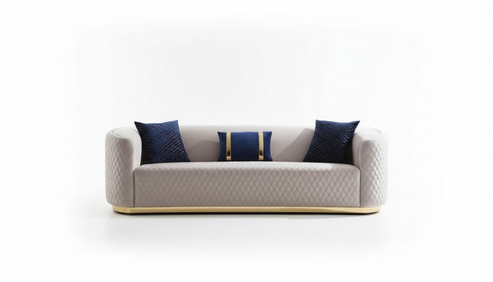 Beige driezits roestvrijstalen meubels luxe bankstellen design woonkamermeubels