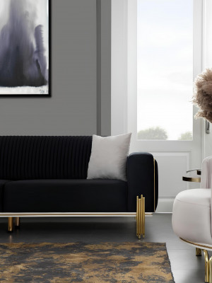 Moderne bankstel driepersoons fauteuil gestoffeerde set met roestvrij staal 2-delig