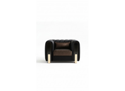 Zwarte fauteuil luxe design woonkamerstoel eenzitter modern