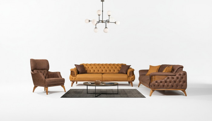 Chesterfield zithoek Luxe bankstel set Drieseater Fauteuil 3-delig
