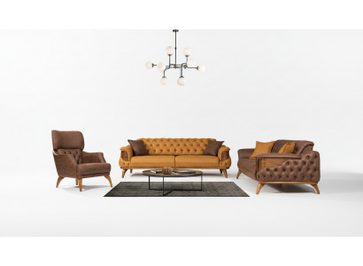 Chesterfield zithoek Luxe bankstel set Drieseater Fauteuil 3-delig