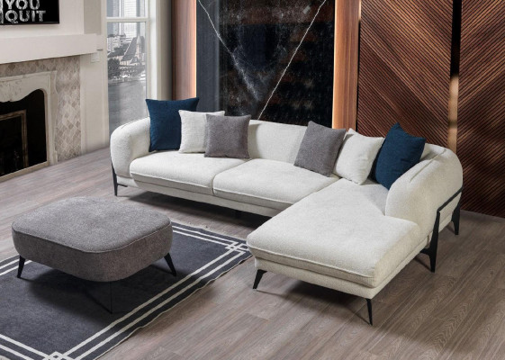 Moderne bankstel hoekbank L-vorm bankstellen driezits fauteuil stoffen meubels