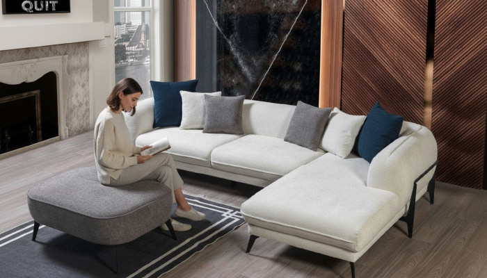 Witte hoekbank L-vorm Bank Woonkamer Bankstellen Moderne Banken