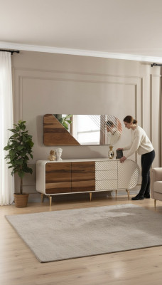Moderne dressoirs houten kast van roestvrij staal wit luxe meubels
