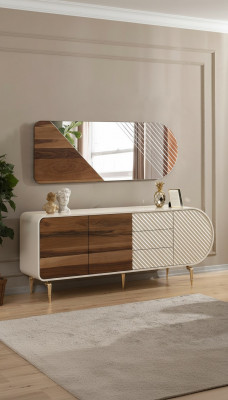 Moderne dressoirs houten kast van roestvrij staal wit luxe meubels