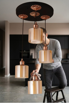 Verlichtingsarmatuur Kandelaar Plafondlamp Plafondlamp Luster Modern Goud