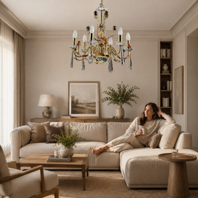 Moderne kristallen kroonluchter plafondlamp plafondpracht hangende kristallen lamp