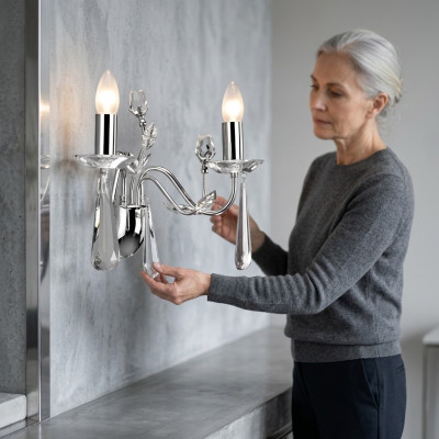 Wandlamp Lichtkronenluster Wandlamp Kroonluchter Kristallen Wandlamp Zilver