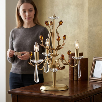 Gouden kristallen tafellamp luxe verlichtingsarmaturen lamp lichtkroonluchter