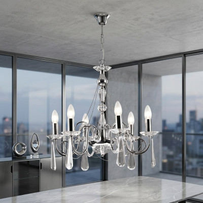 Zilveren luster hangende kroonluchter kroonluchter luxelamp moderne kunst