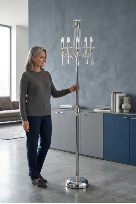 Kristallen vloerlamp Staande lamp Staande luxe verlichting Lampenlamp Zilver