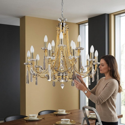 Luxe kroonluchter plafondlamp kroonluchter plafondlamp goudkristal.