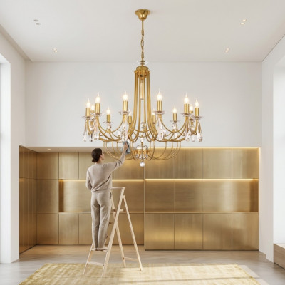 Luxe Crystal Kroonluchter Plafondlamp Hanglamp Plafonnière Goud Kunst
