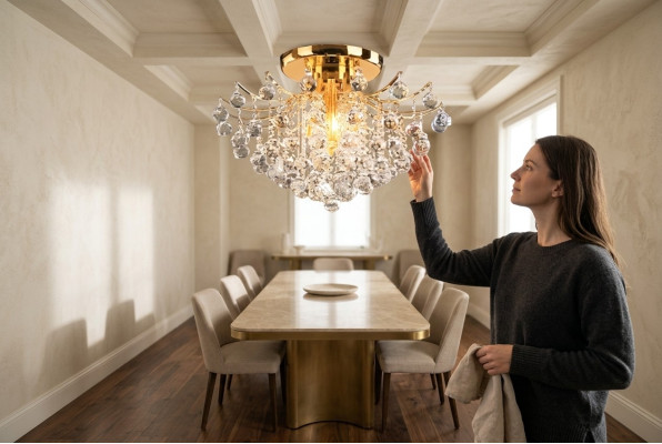 Gouden sierkroonluchter plafondlamp lichtkristallen lamp luxe lamp