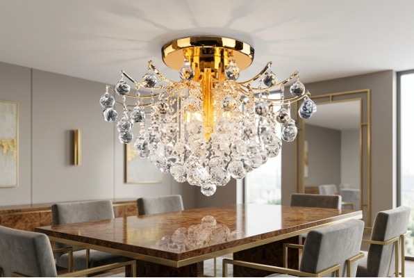 Gouden sierkroonluchter plafondlamp lichtkristallen lamp luxe lamp