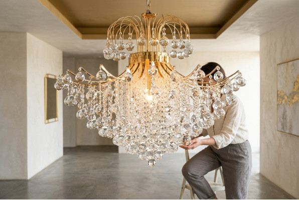 Luxe kroonluchter plafondlamp plafondlampen lampen goud kunst
