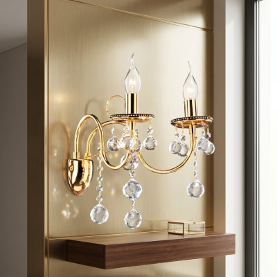 Kandelaar Hanglamp Wandlamp Kroonluchter Muur Lampen Kristal Goud