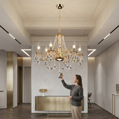 Gouden kroonluchter Kristallen kroonluchter Hanglamp Plafondlamp