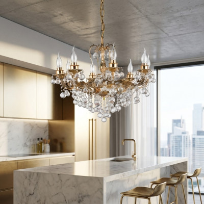 Luxe kroonluchter plafondlamp plafondlamp kristal kunst goud