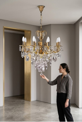 Kroonluchter Plafondlamp Plafondlamp Gouden Luxe Kunst Kristal