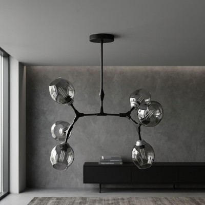 Plafondlamp Luster Kroonluchter Plafondlamp Modern Glas Zwart Nieuw