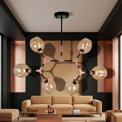 Plafondlamp kroonluchter kroonluchter plafondlamp modern glas beige nieuw