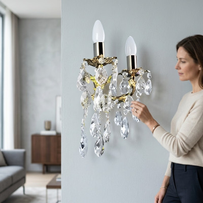 Wandlamp Wandlampen Wandlamp Kroonluchter Wandlampen Zilver Kristal