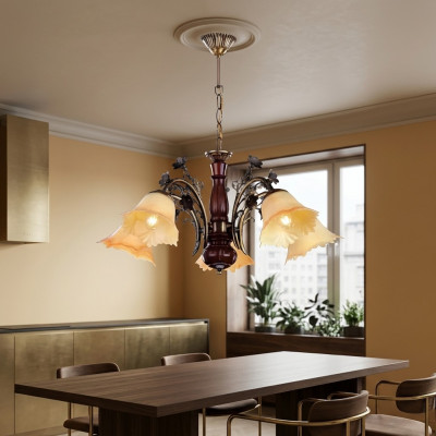 Plafondlamp Bloemen Plafondlamp Kandelaar Kroonluchter Lamp Glas Beige
