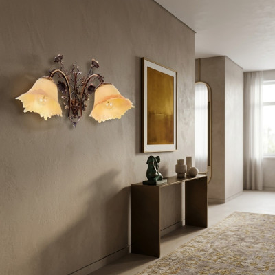 Wandlamp Wandlampen Wandlamp Kroonluchter Wandlamp Bloemen Glas Bruin