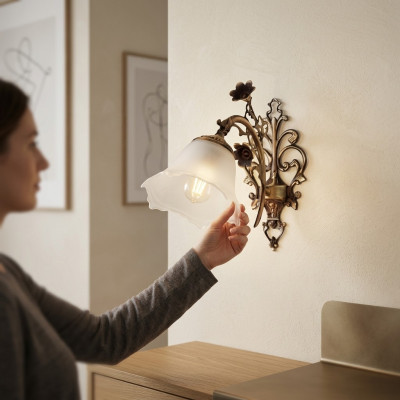 Wandlamp Wandlampen Wandlamp Kroonluchter Wandlamp Glas Bruin Bloemen