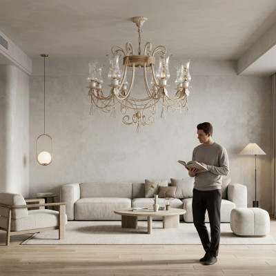 Luxe plafondlamp kroonluchter plafondlamp lampen glas beige