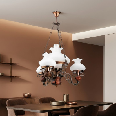 Hanglamp Luster Kroonluchter Plafondlamp Lamp Glas Bruin Barok