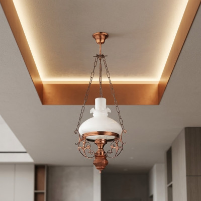Lamp Plafondlamp Kroonluchter Kandelaar Plafonnière Glas Bruin Barok
