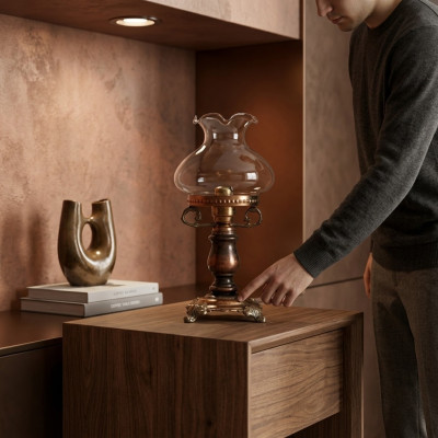 Tafellamp Tafellamp Lamp Verlichting Luxe Bruin Lampen Tafel Glas