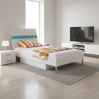 Bedden kinderbed kinderkamer bed kinderbed meubels hout turquoise hoogglans nieuw