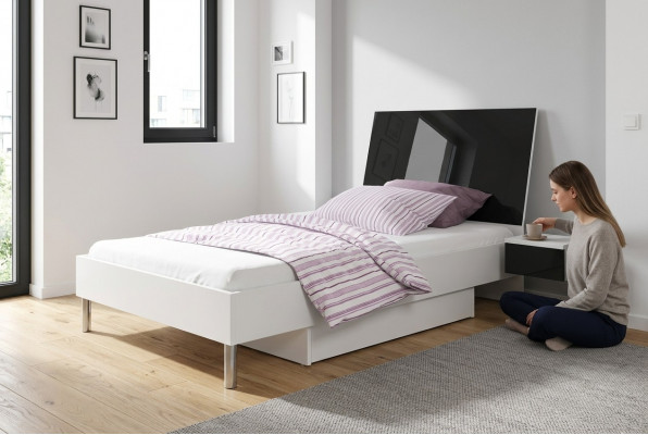 Kinderkamer bed eenpersoons jeugdkamer zwart hout slaapkamers bedden nieuw