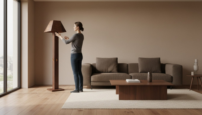 Staande lamp luxe echt houten lamp staan lampen vloerlamp licht luxe