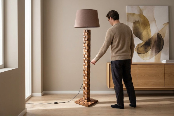 Vloerlamp Staande lamp Stand Staande lampen Lamp Bruin Meubels Licht Nieuw