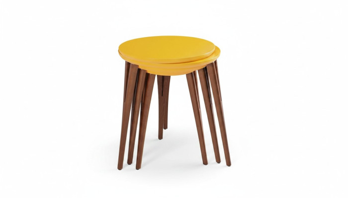Houten tafels bijzettafels bloemenstandaard set bijzettafel tafel salontafel 3-delig.