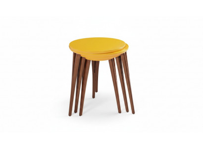 Houten tafels bijzettafels bloemenstandaard set bijzettafel tafel salontafel 3-delig.