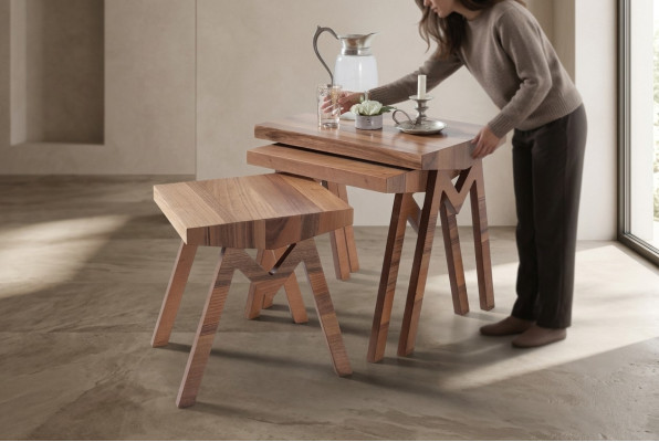 Bloemenstandaard Bijzettafels Houten tafels Tafel Set Bijzettafel Salontafel 3-delig.