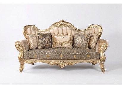 Chesterfield Barok Driepersoons Bank Meubel Bankstel Stof Goud Banken