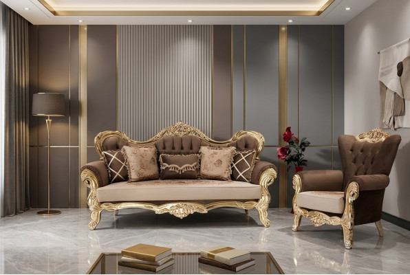 Klassieke bankstel bank woonkamer meubilair inrichting 3+1 zitsbank