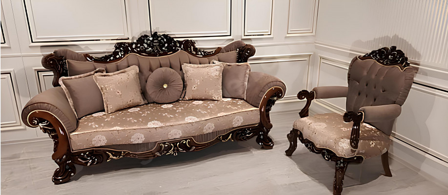 Fauteuil Troon Stoel Bank Barok Stoelen Meubels Inrichting Fluweel Goud