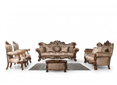 Klassieke woonkamer bankstel stoffenset fluweel 5-delig bank sofa