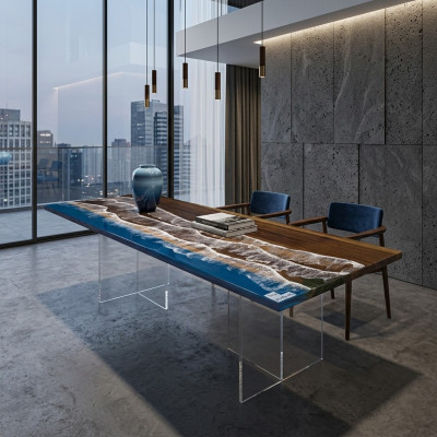 Moderne eettafel epoxy meubels designer tafel epoxyhars tafels 121x51cm