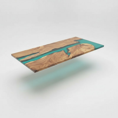 epoxyhars eettafel echt hout massief meubilair waterval epoxytafel 191x91cm